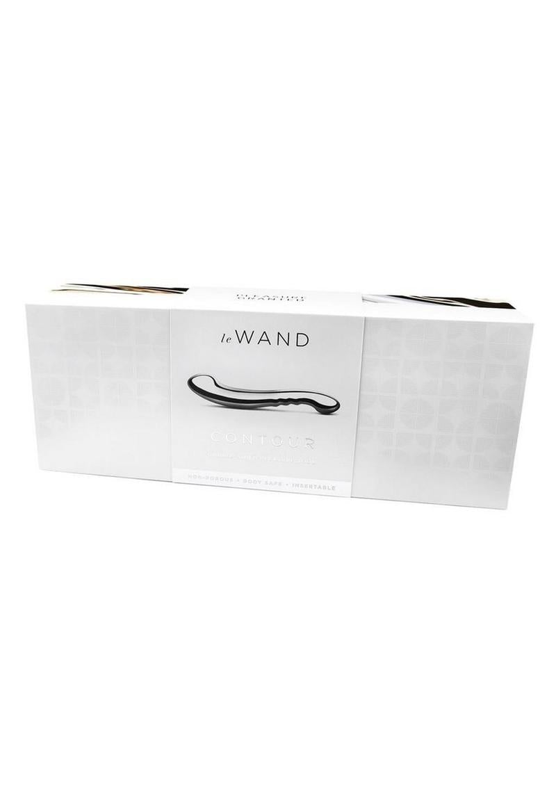 Le Wand Contour Dual End Dildo Stainless Steel packaging displayed elegantly.
