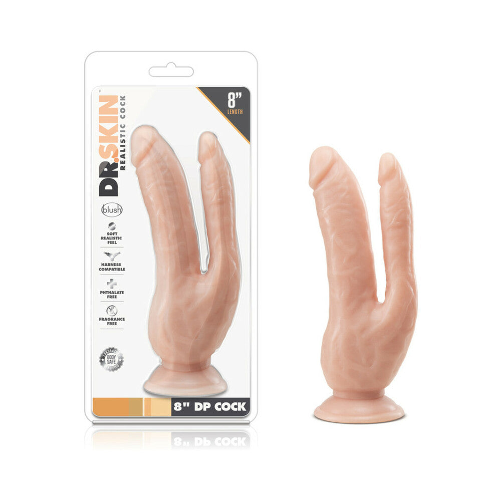 Dr. Skin DP Cock Realistic 8 inches Dual Entry Dildo Beige