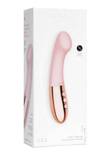 Le Wand Gee Silicone G-Spot Vibrator Rose Gold packaging with sleek design and user-friendly controls.
