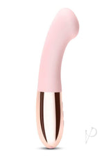 Le Wand Gee Silicone G-Spot Vibrator Rose Gold with a sleek design and curved shape for targeted stimulation.