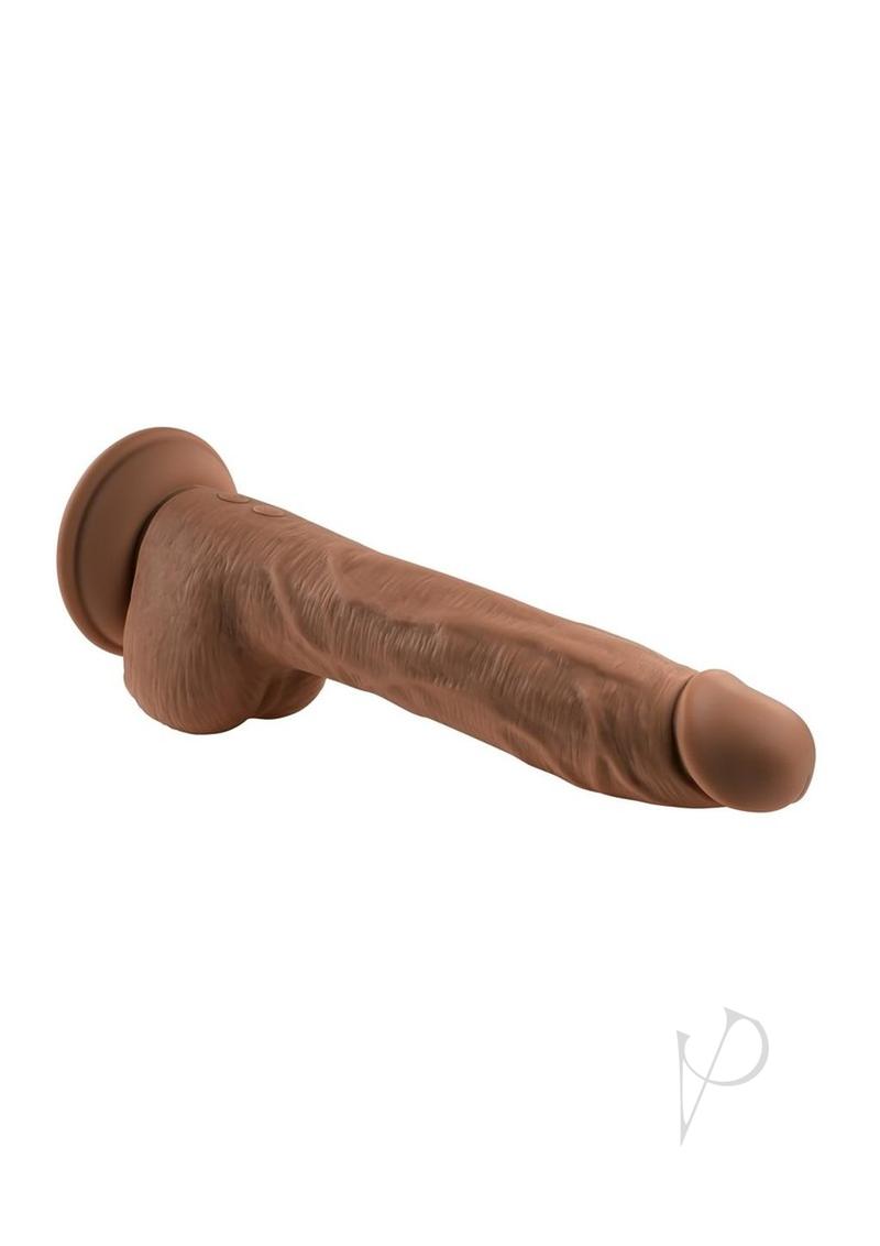 Thrust In Me Silicone Thrusting Realistic Dong Chocolate with realistic veining and suction cup base.