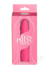 Eezy Pleezy Classic Vibrator 5.5 inch Pink in packaging showcasing its design and features.