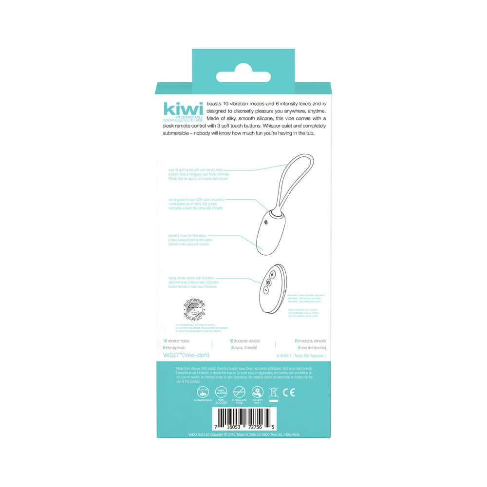 Vedo Kiwi Rechargeable Insertable Tease Me Turquise Bullet