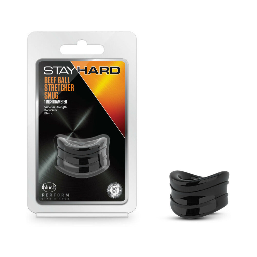 Blush Stay Hard Beef Ball Stretcher Snug 1 inches Black
