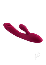 Jammin' G Rechargeable Silicone Rabbit Vibrator Red in a bold red silicone design for dual stimulation.
