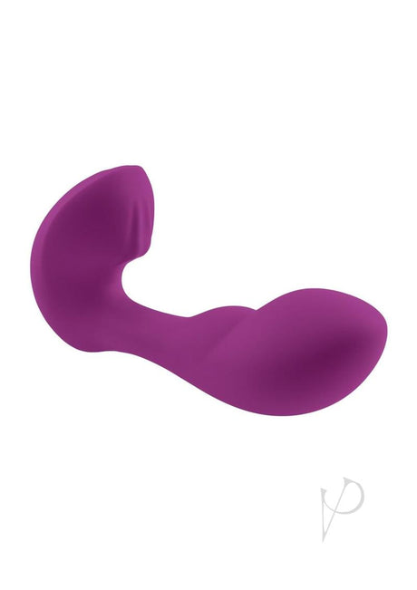 Playboy Arch Silicone G-Spot Vibrator Purple showing its curved and flexible design for G-spot stimulation.