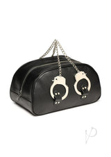 Master Series Cuffed and Loaded Travel Bag Black Silver with handcuff design and chain strap.