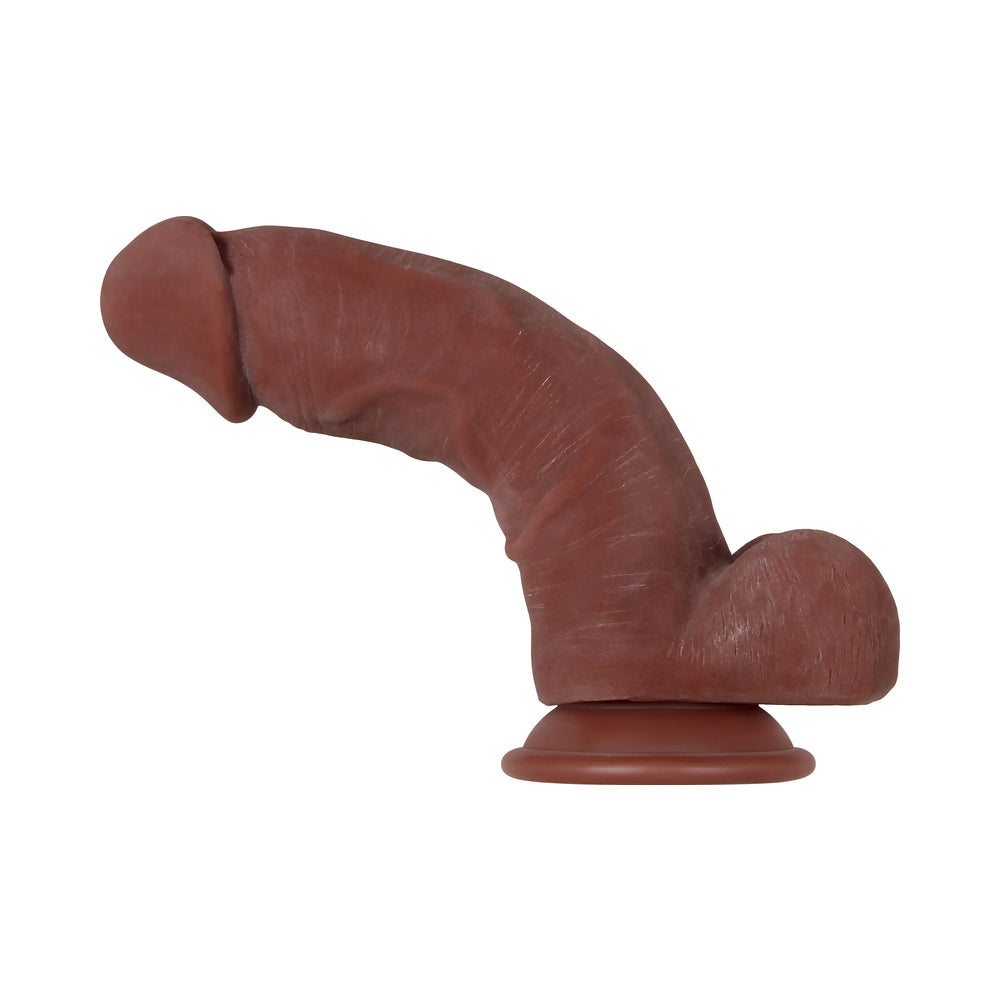 Evolved Real Supple Girthy Poseable 8.5 inches Realistic Dildo With Balls Brown
