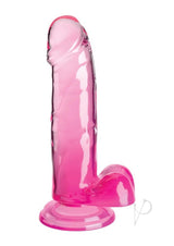 King Cock Clear Dildo with Balls 7 inch Pink displaying its realistic design and translucent finish.