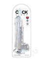 King Cock Clear Dildo with Balls 9 inch Clear packaging featuring a realistic design and suction base.