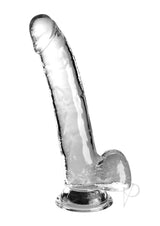 King Cock Clear Dildo with Balls 9 inch Clear featuring a lifelike design and transparent material for enhanced pleasure.