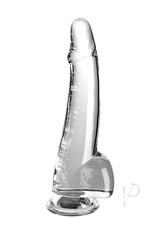 King Cock Clear Dildo with Balls 10 inch Clear featuring a translucent, lifelike design for visual and physical pleasure.