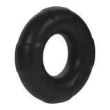 Forto F-33 Liquid Silicone Cockring Large Black with textured design for enhanced erections and stamina.