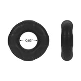 Forto F-33 Liquid Silicone Cockring Medium Black with 0.83-inch internal diameter and flexible design.