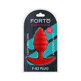 Forto F-83 Spiral Silicone Anal Plug Red packaging featuring a silky-smooth red silicone design.