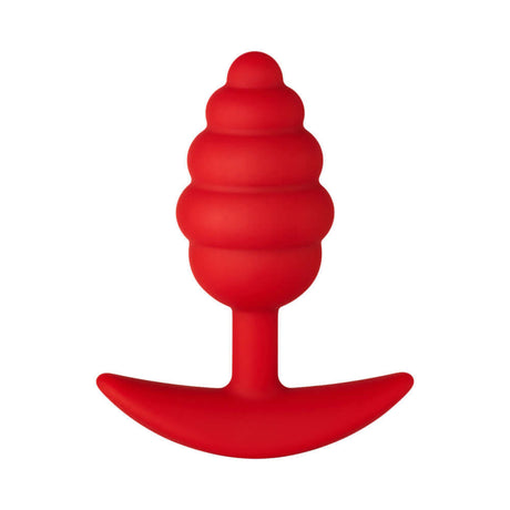 Forto F-83 Spiral Silicone Anal Plug Red featuring flexible spiral texture and smooth silicone for enhanced stimulation.