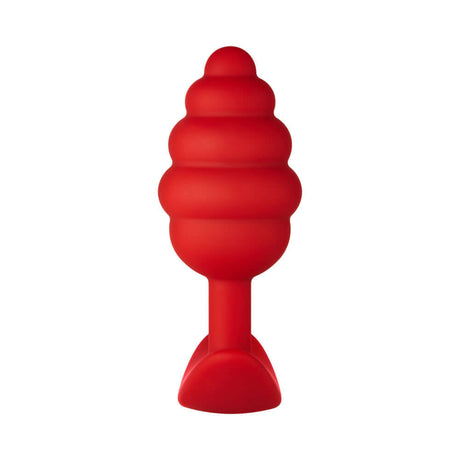 Forto F-83 Spiral Silicone Anal Plug Red showcasing its flexible spiral design and smooth silicone material.