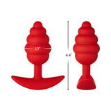 Forto F-83 Spiral Silicone Anal Plug Red, 4.4 inches tall, 1.7 inches wide, made from premium silicone.