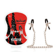 Si Novelties Adjustable Nipple Clamps on Chain in crocodile-style with connecting chain for customizable pleasure.