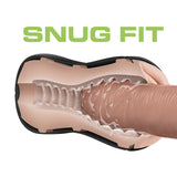 M for Men Soft + Wet Pussy with Pleasure Ridges Self-Lubricating Vagina Stroker Beige
