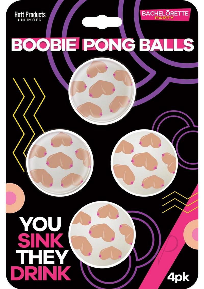 Boobie Beer Pong Balls 4 Per Pack for fun party games and bachelorette celebrations, featuring playful designs.