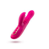 Blush Lush Kira Silicone Thrusting Rabbit Vibrator Velvet in vibrant pink with dual stimulation features.