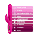 Blush Lush Kira Silicone Thrusting Rabbit Vibrator Velvet features 7 vibrating functions and dual motors for enhanced pleasure.