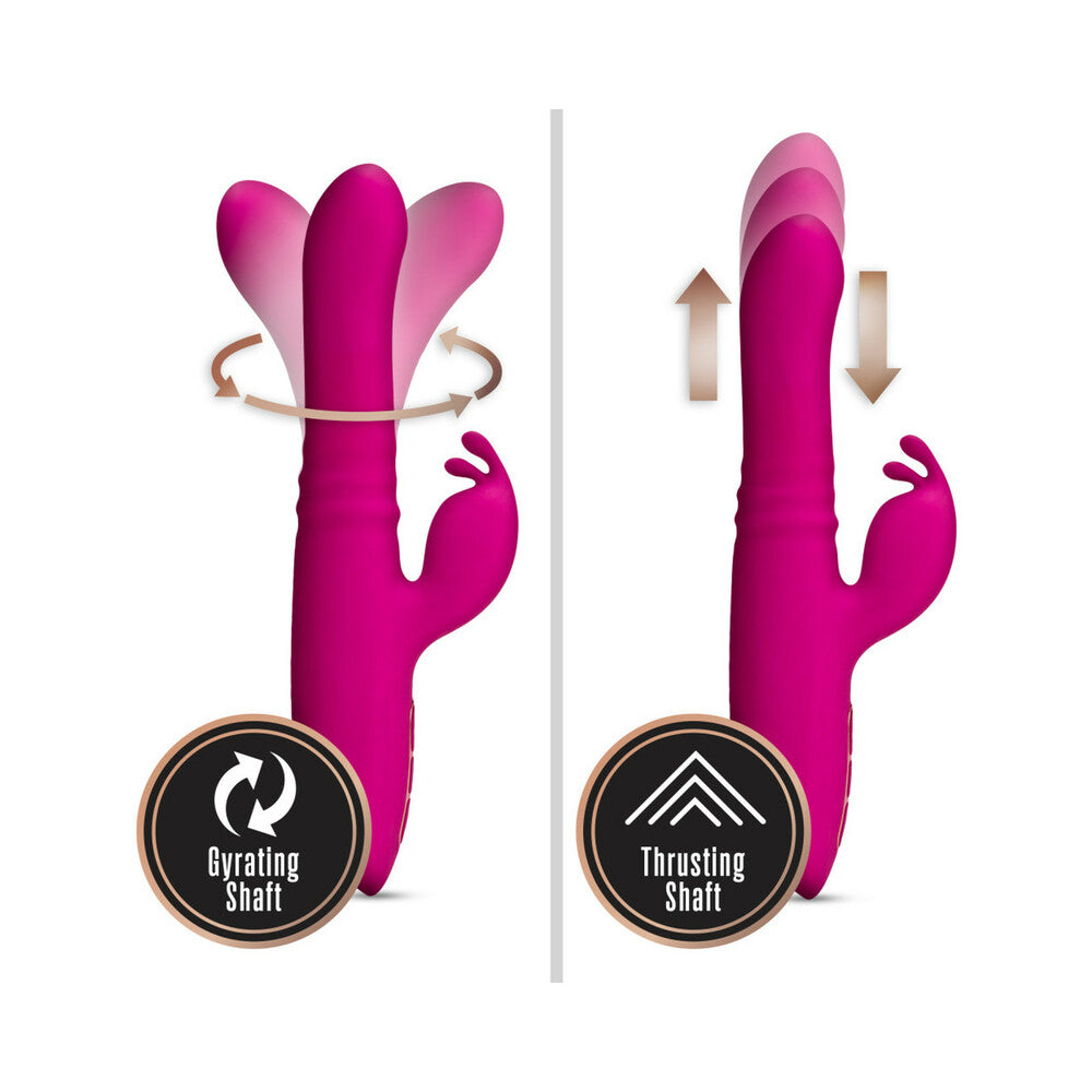 Blush Lush Kira Silicone Thrusting Rabbit Vibrator Velvet with gyrating and thrusting features.