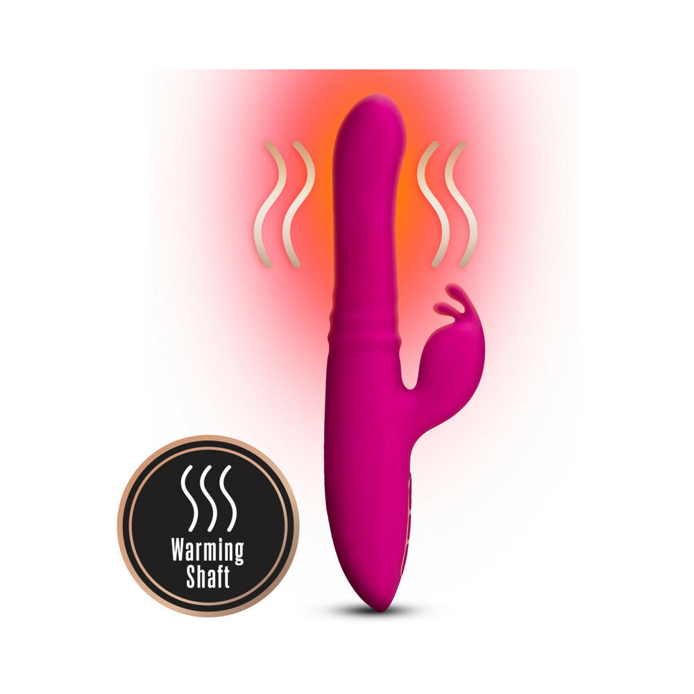 Blush Lush Kira Silicone Thrusting Rabbit Vibrator Velvet with warming shaft feature.