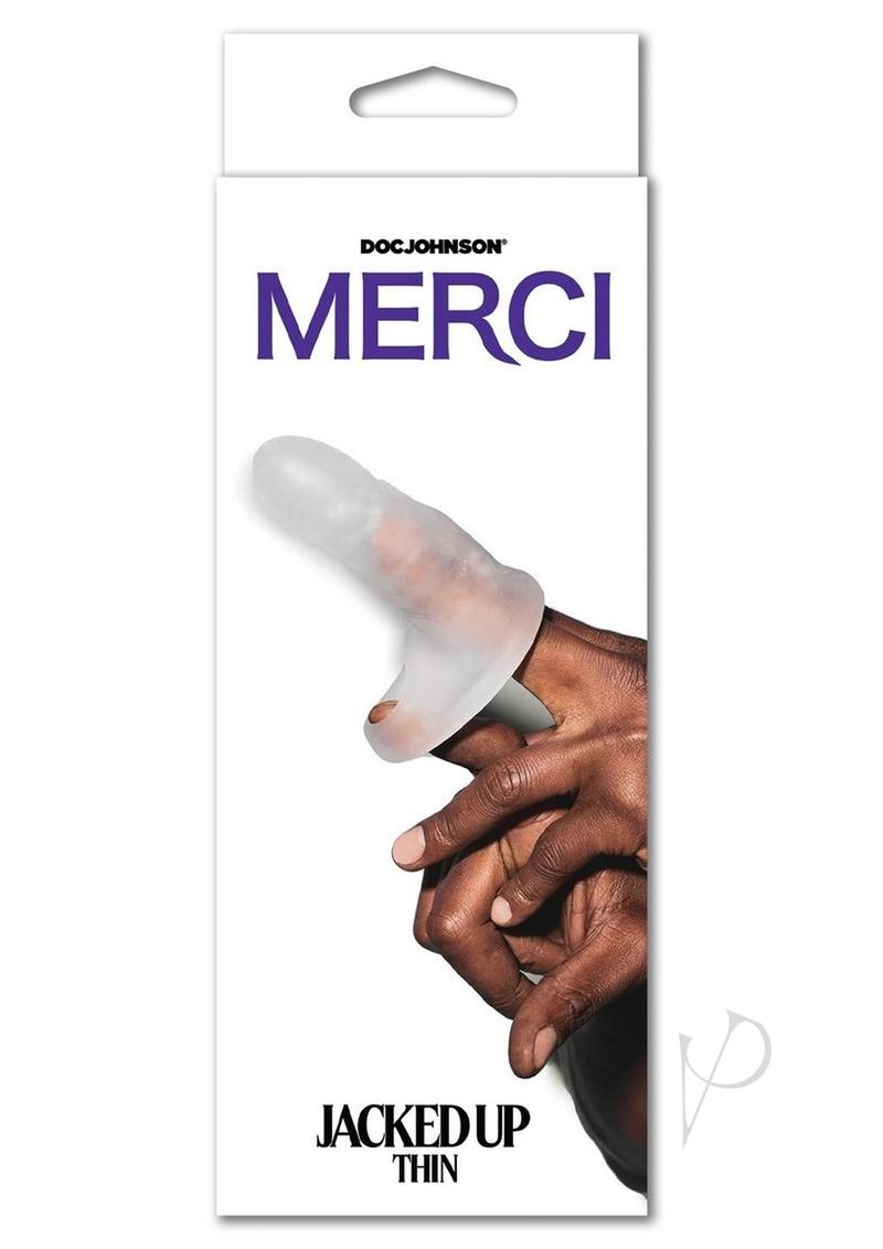 Merci Jacked Up Extender with Ball Strap Thin Frost packaging with sheer design and hands holding it.