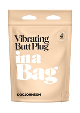 In a Bag Silicone Vibrating Butt Plug 4 inch Black packaging with brand logo by Doc Johnson.