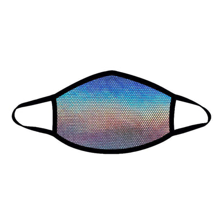 Neva Nude Face Mask Disco Robot Large with holographic design in blue and pink colors, perfect for festivals.