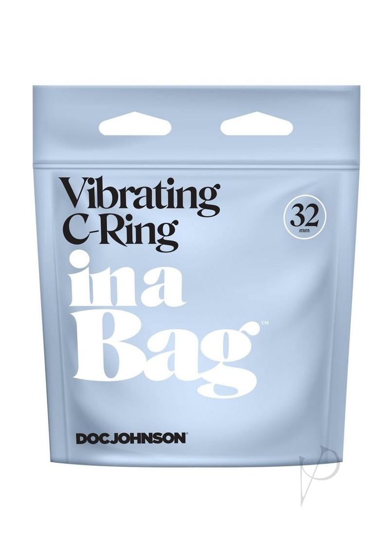 In a Bag Silicone Vibrating C-Ring Black packaging showcasing sleek design and function.