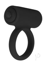 In a Bag Silicone Vibrating C-Ring Black, soft silicone ring with removable bullet for couples' pleasure.