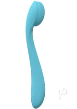 LoveLine Juicy 10 Speed Silicone Flexible Vibrator Blue side view showcasing its smooth design and ergonomic shape.