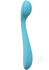 LoveLine Juicy 10 Speed Silicone Flexible Vibrator Blue side view showing its sleek and flexible design.