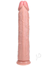 RealRock 14 Inch Straight Dildo Suction Cup Vanilla, realistic and firm pleasure toy with a veined shaft for enhanced stimulation.