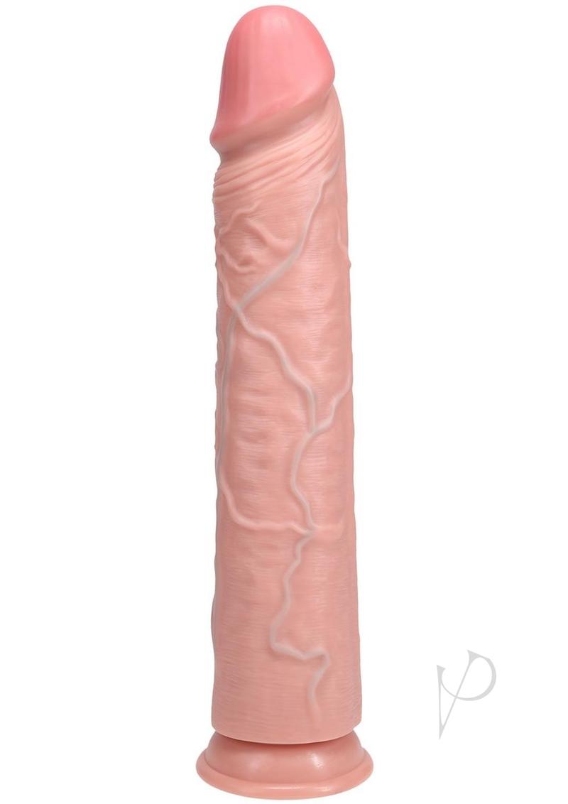 RealRock 14 Inch Straight Dildo Suction Cup Vanilla in lifelike detail, designed for deep satisfaction and realism.