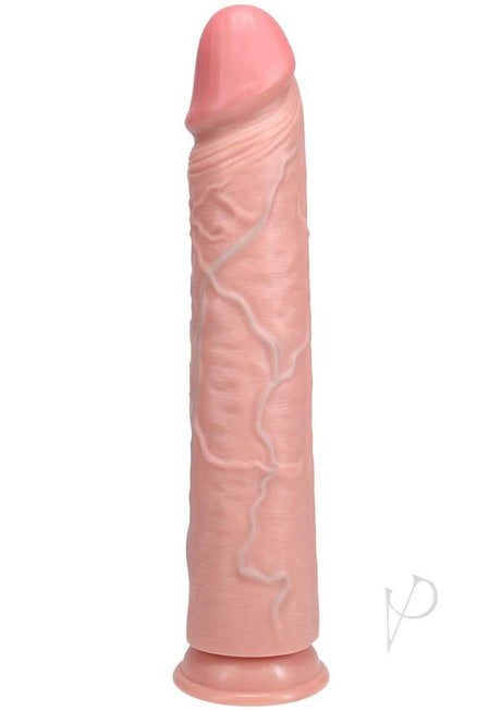 RealRock 14 Inch Straight Dildo Suction Cup Vanilla in lifelike detail, designed for deep satisfaction and realism.