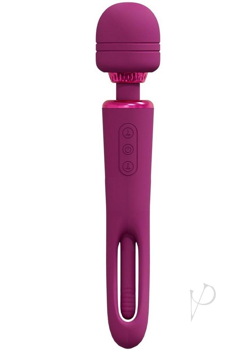 Vive Kiku Rechargeable Double Ended Wand Pink with a soft, flexible design and dual stimulation features.