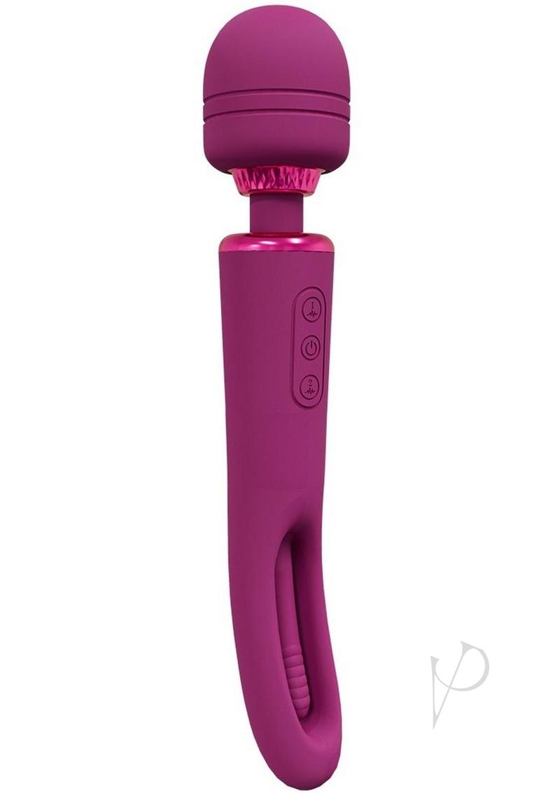 Vive Kiku Rechargeable Double Ended Wand Pink featuring a vibrant design and dual stimulation capabilities.