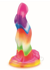 Alien Nation Lick of the Lair Glow Creature Dildo Multicolor with a vibrant rainbow design.