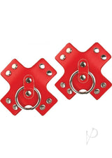 NIPPLICIOUS Seducer Nipple Pasties Red in bold red design with metallic accents for a seductive lingerie look.