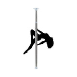 Ouch Fully Adjustable Dance Pole Silver with silhouette of a dancer posing elegantly on the pole.