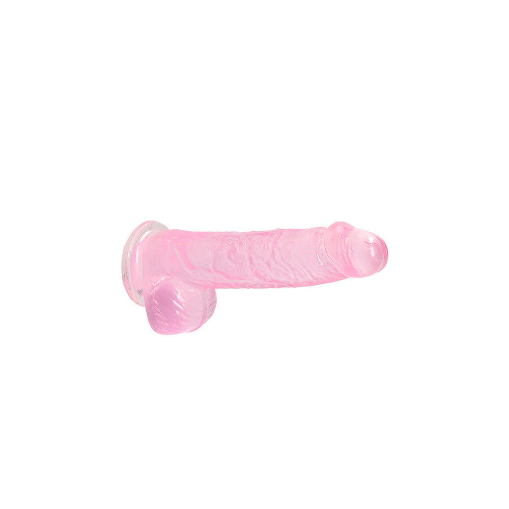 RealRock Crystal Clear Realistic 6 inch Dildo With Balls and Suction Cup Pink
