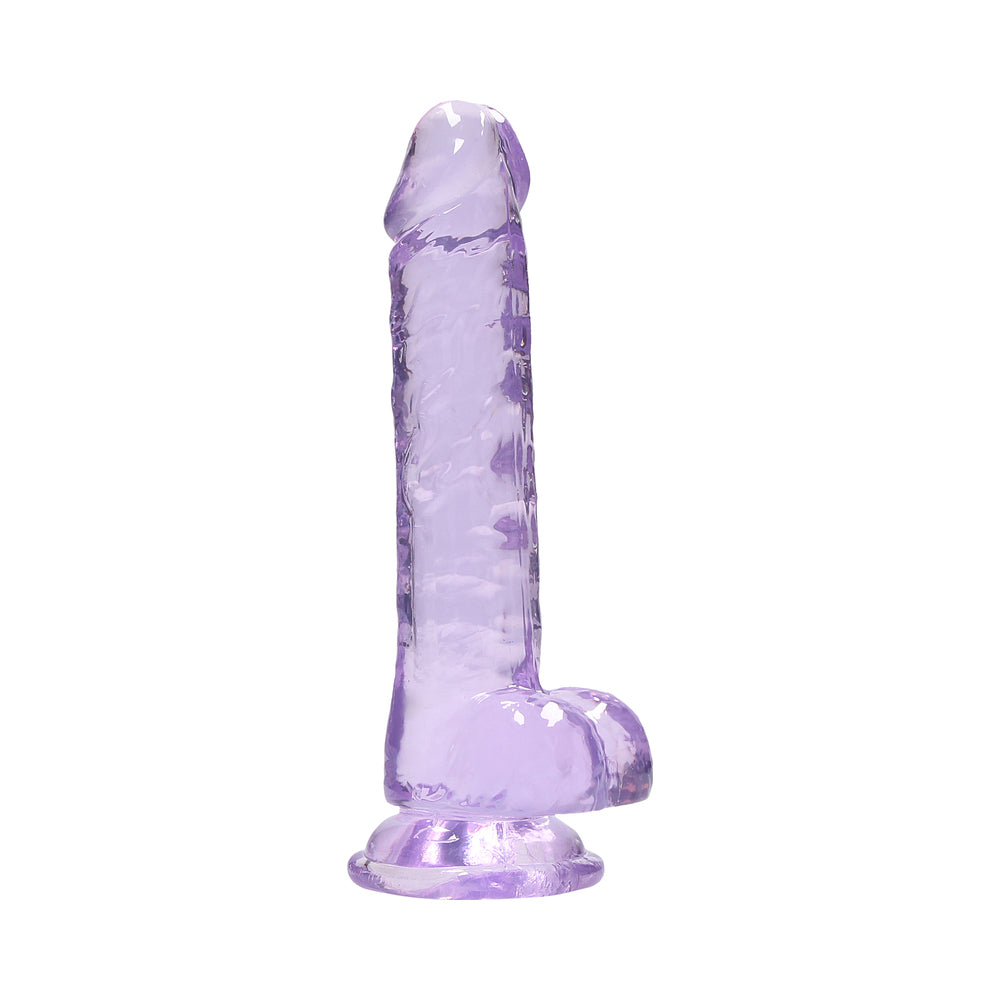 RealRock Crystal Clear Realistic 7 inch Dildo With Balls and Suction Cup Purple