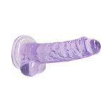 RealRock Crystal Clear Realistic 7 inch Dildo With Balls and Suction Cup Purple