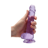 RealRock Crystal Clear Realistic 7 inch Dildo With Balls and Suction Cup Purple