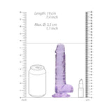 RealRock Crystal Clear Realistic 7 inch Dildo With Balls and Suction Cup Purple