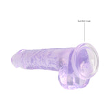 RealRock Crystal Clear Realistic 8 inches Dildo With Balls and Suction Cup Purple